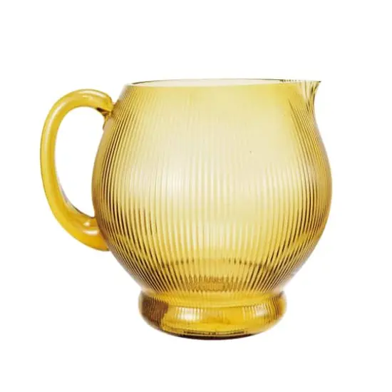 Hello Honey&reg; 2.5qt. Amber Round Ribbed Glass Pitcher {3}
