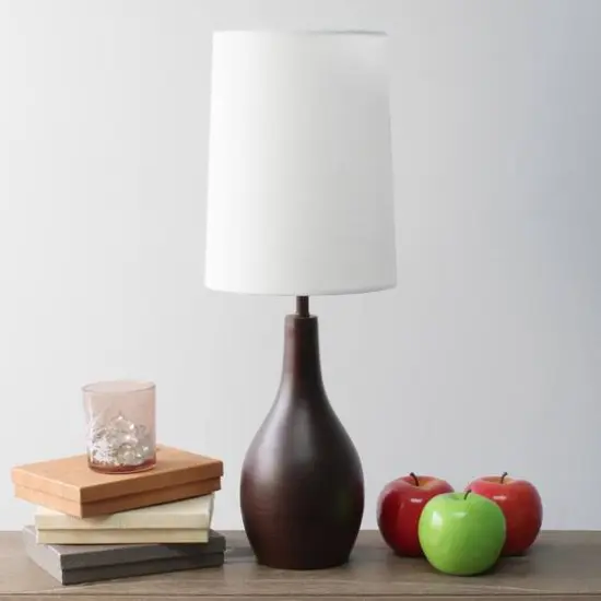 Simple Designs 19.5" Tear Drop Table Lamp with Fabric Drum Shade Restoration Bronze {5}