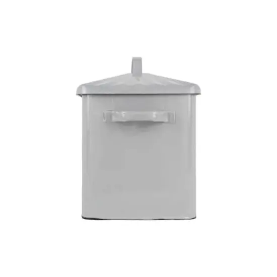 Hello Honey&reg; Enameled Metal Distressed "BREAD" Box with Lid Gray {5}