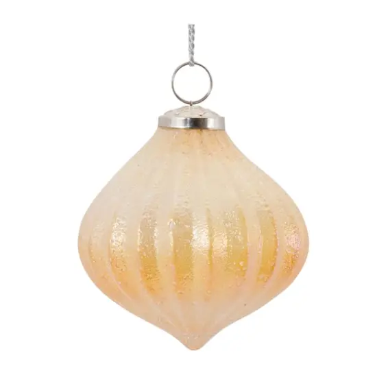Peach Ribbed Glass Ornament Set {3}