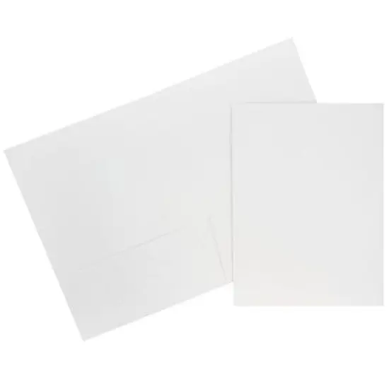 JAM Paper 9.5" x 11.5" 2-Pocket Linen Folders, 6ct. White {4}