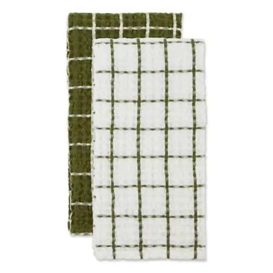 DII® Windowpane Oversized Washed Waffle Dishtowels, 2ct. Sage {5}