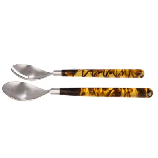 Hello Honey® Stainless Steel Salad Server Set with Marbled Handles in Drawstring Bag {3}