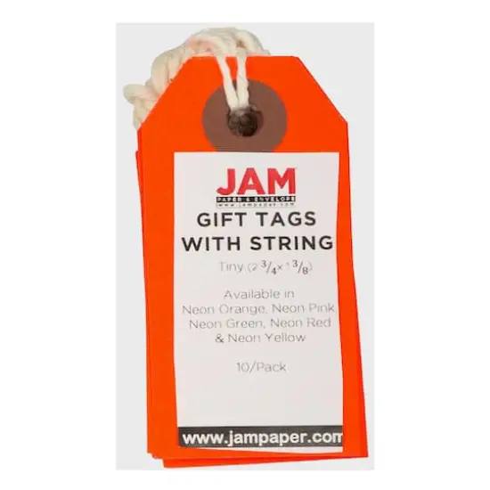 JAM Paper Tiny Gift Tags with String, 100ct. Neon Red {4}