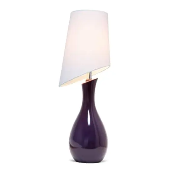 Elegant Designs&trade; 2.5ft. Curved Purple Ceramic Table Lamp with White Shade {3}