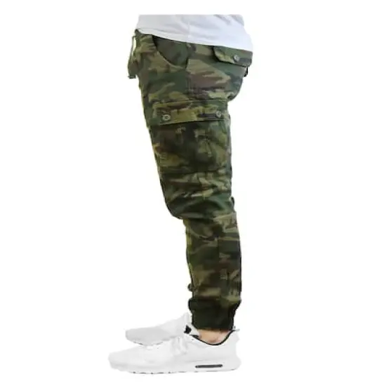 Galaxy by Harvic Slim Fit Cotton Stretch Twill Men's Cargo Joggers Woodland {4}