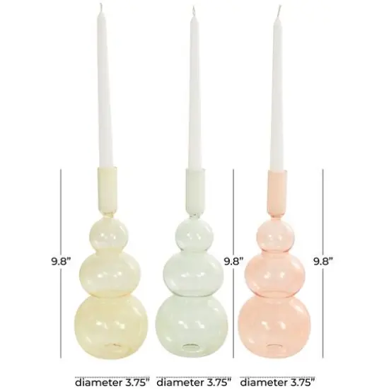 10" Multicolor Glass Triple Ascending Bubble Taper Candle Holder Set, 3ct. {11}