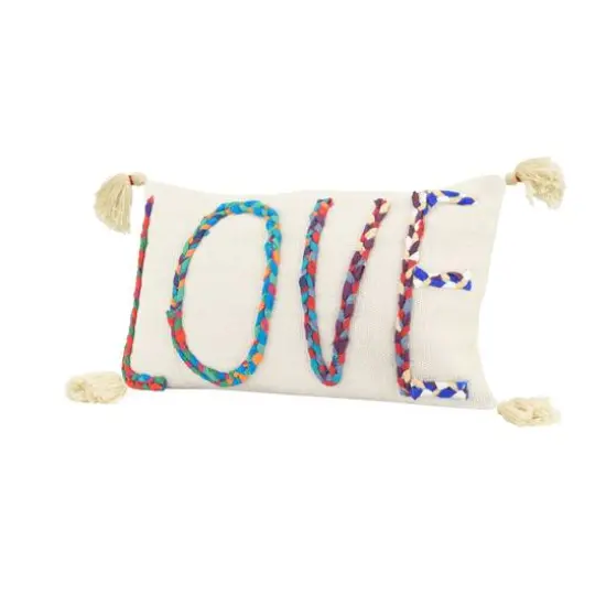 Love Chindi Appliqued Cotton Pillow {7}