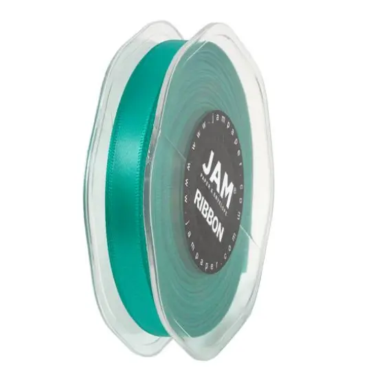 JAM Paper 3/8" x 25yd. Double Faced Satin Ribbon Teal Blue {7}