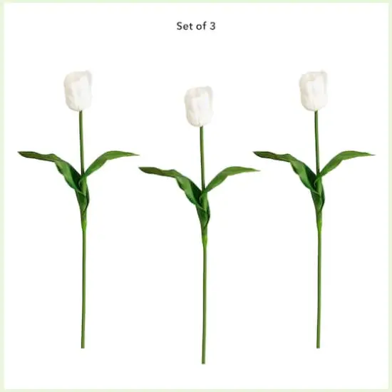 25" White Tulip Flower Stems, 3ct. {4}