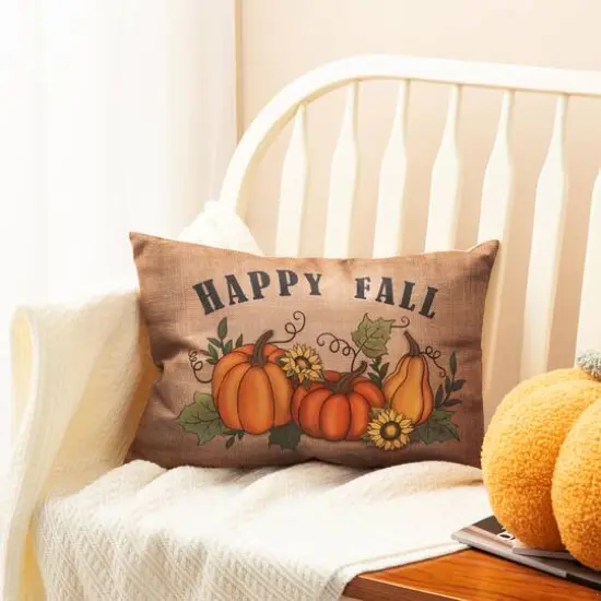 Glitzhome&reg; Faux Burlap Fall Pumpkin Pillow {10}