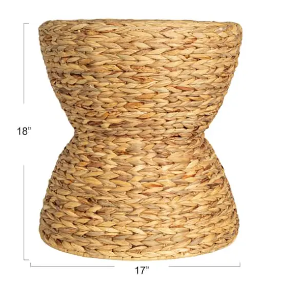 Household Essentials 18" Natural Water Hyacinth Hourglass Stool {5}