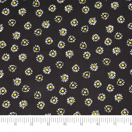 SINGER Daisies on Black Cotton Fabric {4}