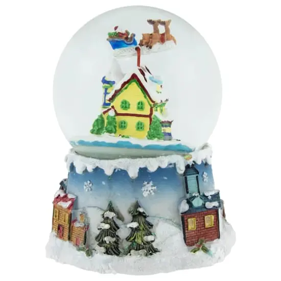 5.5" Santa Claus on Sleigh with Snowy Village Rotating Musical Water Globe {8}