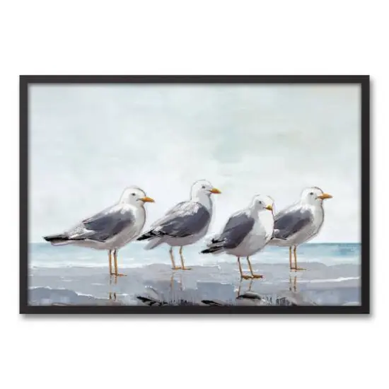 Gloomy Seagulls 24" x 36" Black Framed Canvas {1}
