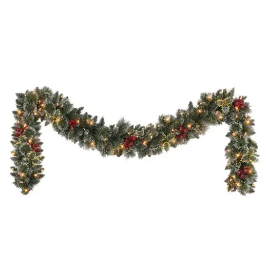 9ft. Pre-Lit Snowy Silverton Pine Garland {1}