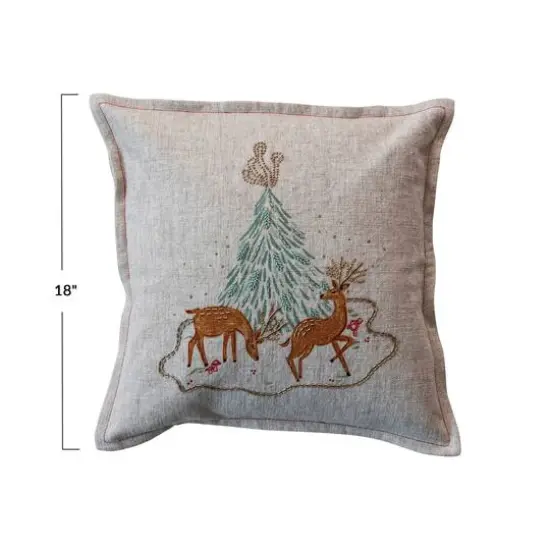 Hello Honey&reg; 18" Reindeer & Christmas Tree Square Linen Pillow {5}