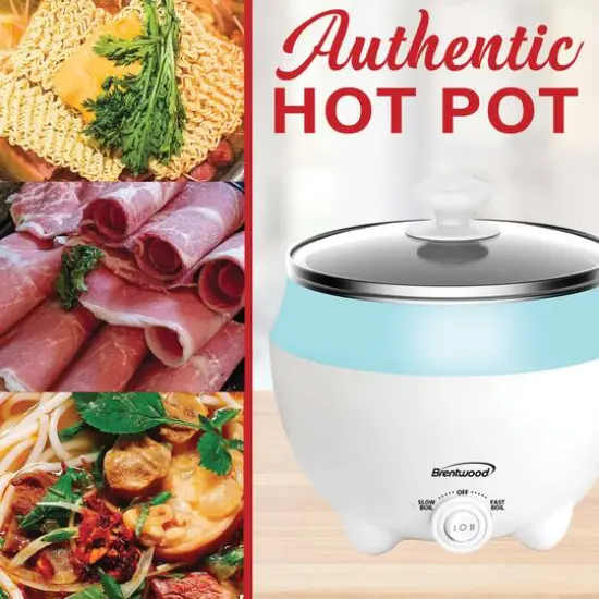 Brentwood 1.6qt. 600 Watt Stainless Steel Electric Hot Pot Cooker & Food Steamer With Swivel Base {9}