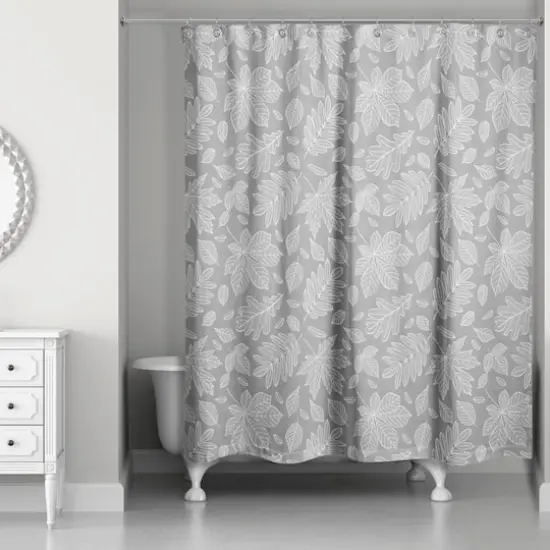 Leaves Shower Curtain Gray {1}