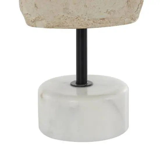 14.25" Cream Antique Style Paper Mache Female Dress Form Sculpture with White Marble Base {6}