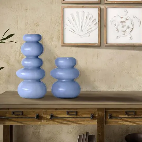 American Art Decor Foggy Blue Cairns Glass Vase Set {3}