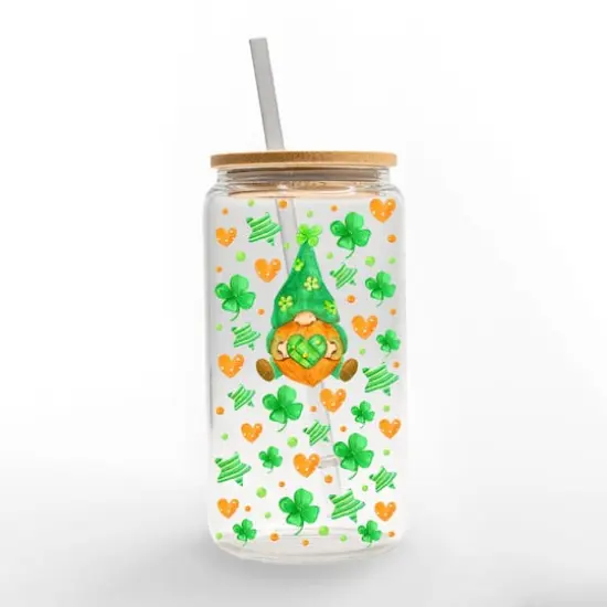 16oz. Irish Gnome Glass Can Cup {1}
