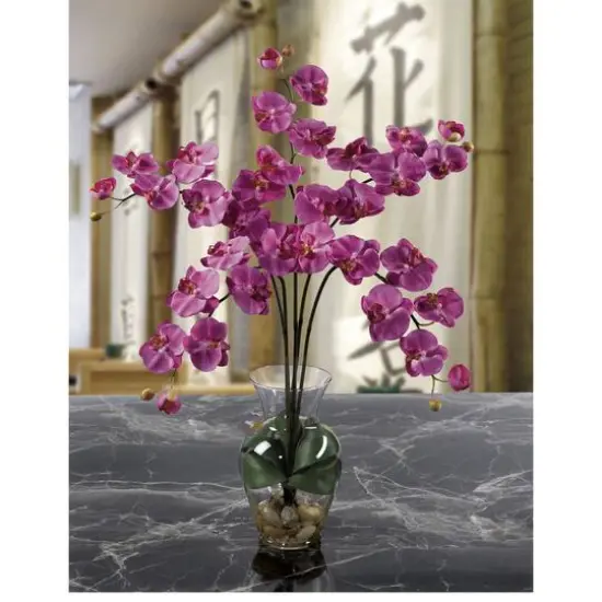 2.5ft. Moth Orchid Liquid Illusion Silk Flower Arrangement Dark Pink {4}