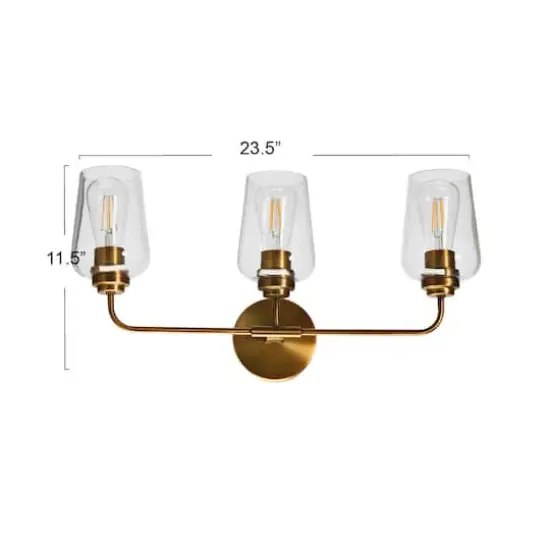 Hello Honey&reg; Robert Stevenson Lighting Holden Metal & Glass 3-Light Vanity Brushed Bronze {5}