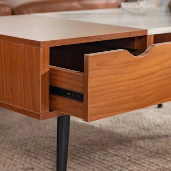 Acorn Mid Century Modern Faux Marble Coffee Table {6}