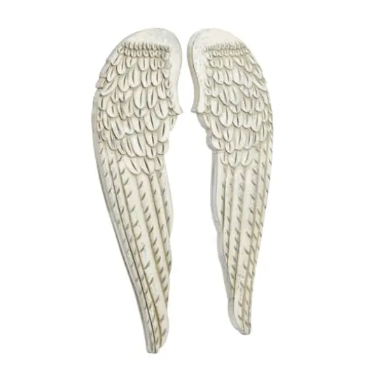 40" White Wood Vintage Wings Wall D&eacute;cor Set {3}