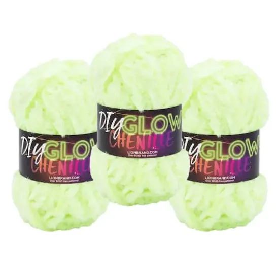 3 Pack Lion Brand&reg; DIY Glow Chenille Yarn Glow Worm {1}