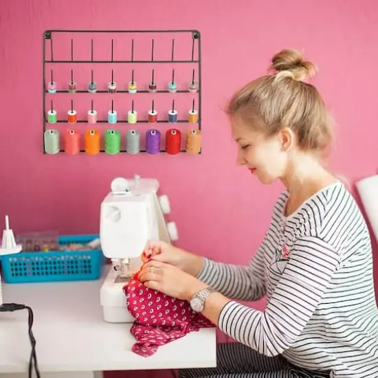 HAITARL&reg; Brown 32-Spool Wall-Mounted Sewing Thread Rack {7}