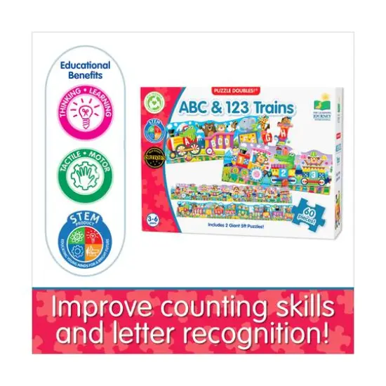 Puzzle Doubles! - ABC & 123 Trains: 60 Pcs {8}