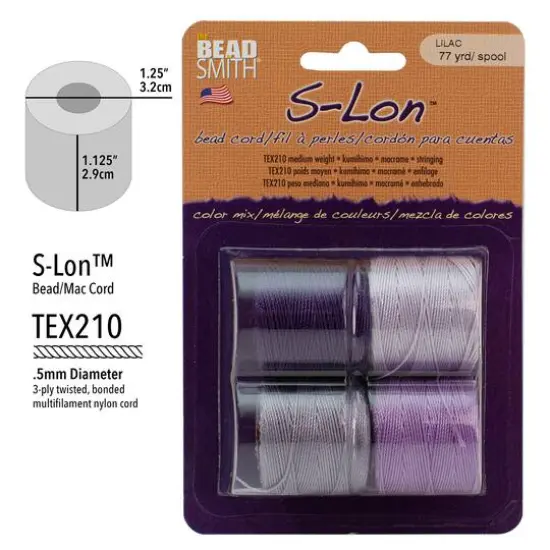 The Beadsmith&reg; S-Lon&trade; 0.5mm Lilac Bead Cord Mix {4}