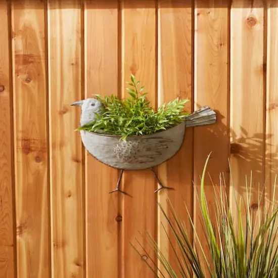 DII&reg; 12.5" Bird Galvanized Wall Planter {7}