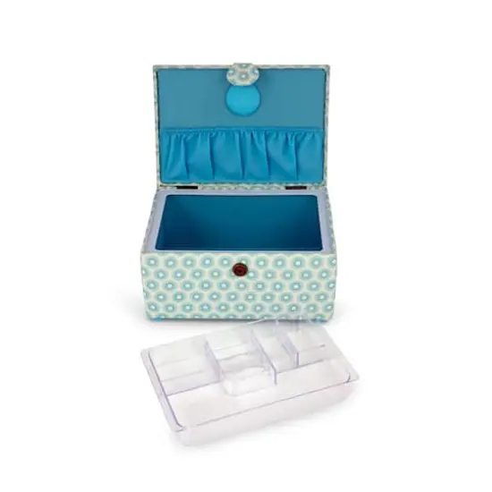 Dritz&reg; Blue Retro Small Rectangular Sewing Basket {5}