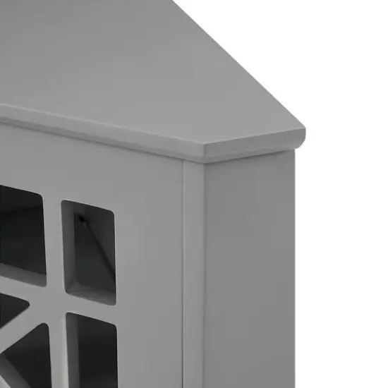 Walker Edison 30" Grey Fretwork Corner Accent Cabinet {7}