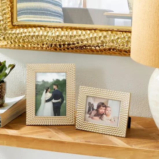 Glitzhome&reg; Modern Gold Tabletop Picture Frame Set {3}