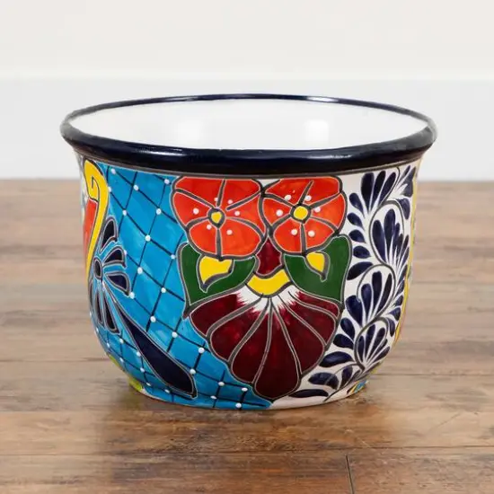 12.5" Handmade Mexican Talavera Ceramic Planter {7}