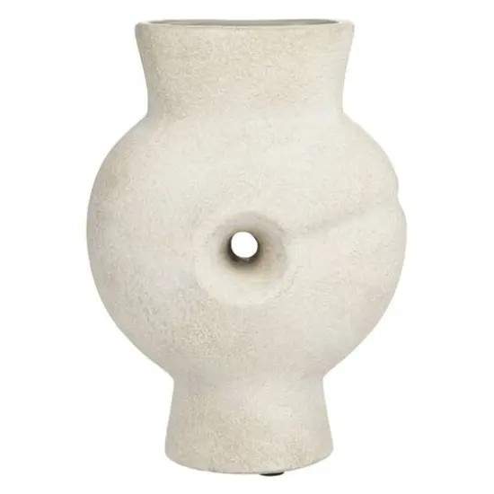 Hello Honey&reg; Bloomingville 9" Tan Modern Terra Cotta Vase with Cut Out Detail {6}