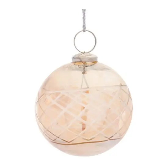 6ct. 3" Brown Etched Glass Ball Ornaments {4}