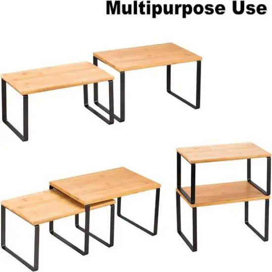 NEX™ Black & Natural Bamboo Cabinet and Counter Shelf Organizer, 4ct. {6}