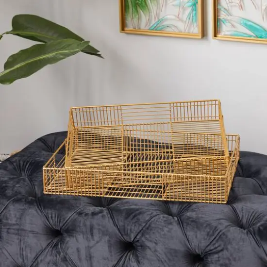 CosmoLiving by Cosmopolitan Gold Metal Contemporary Tray Set {8}