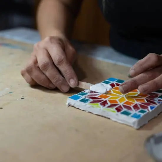 Oceanside Compatible&trade; Small Blue Mosaic Stained Glass Squares, 8oz. {4}