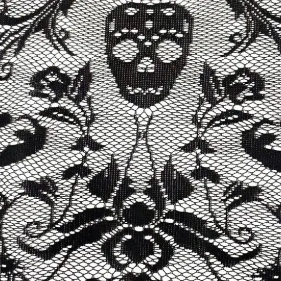 83.5" Black Skull Damask Lace Table Cover by Ashland&reg; {3}
