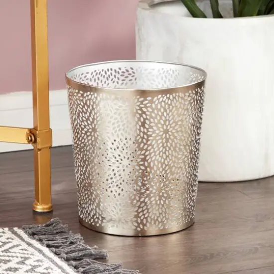 CosmoLiving by Cosmopolitan Silver Metal Contemporary Small Waste Bin {7}