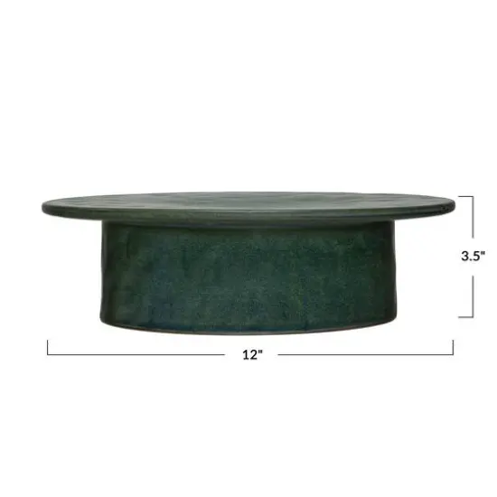 Hello Honey&reg; 12" Matte Green Reactive Glaze Stoneware Pedestal {3}