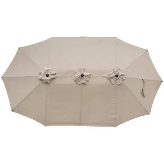 15ft. Outdoor Patio Market Umbrella with Hand Crank Beige {3}