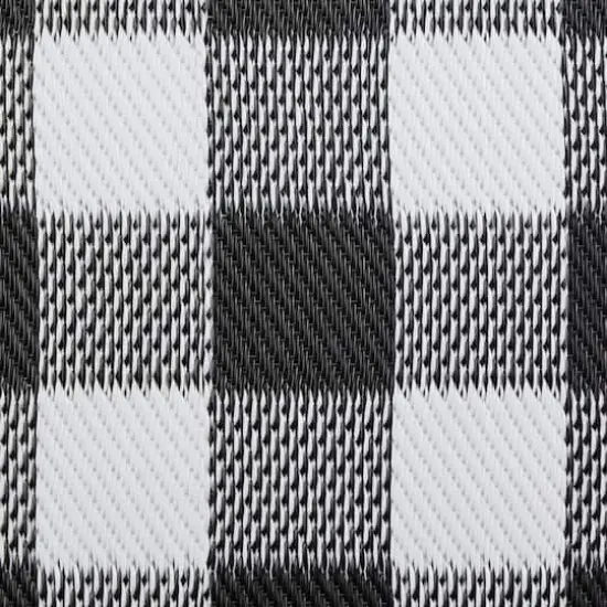 Black and White Buffalo Check Outdoor Floor Runner 3ft. x 6ft. {4}