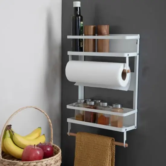Household Essentials Metal Organizer with Paper Towel Holder White {4}